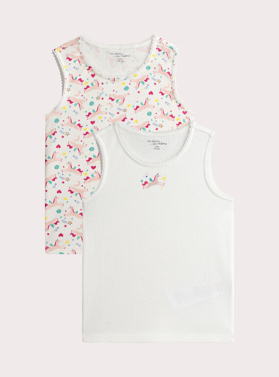 Set of 2 unicorn pattern tank tops for girls  VEFATDEBUNI / 24WH1181HLI001
