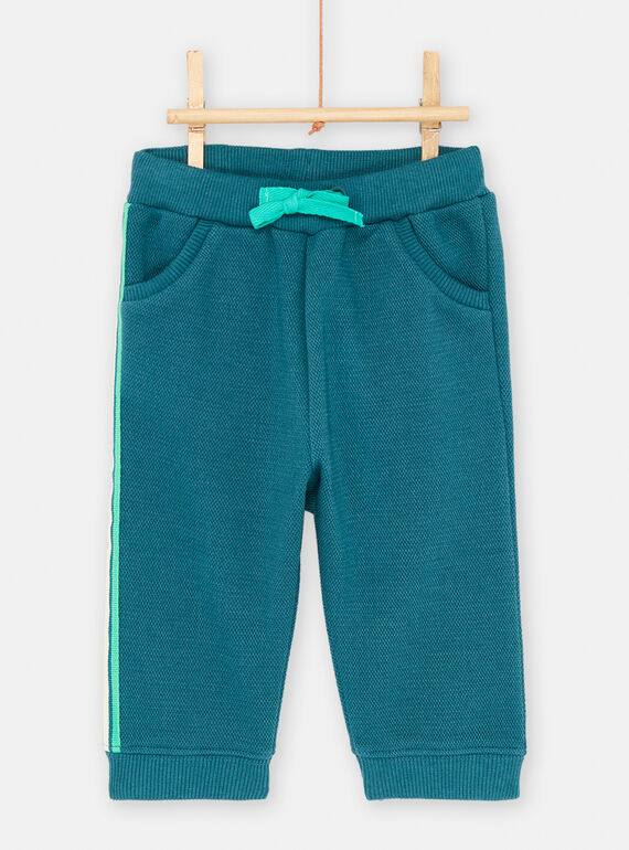 Baby boy bottle-green quilted fleece pants SUVERBAJOG / 23WG10J3PANG611