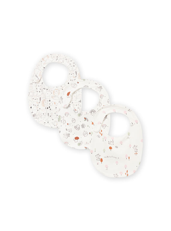 Set of 3 unbleached printed baby bibs MOU1BAV4 / 21WF4244BAV001