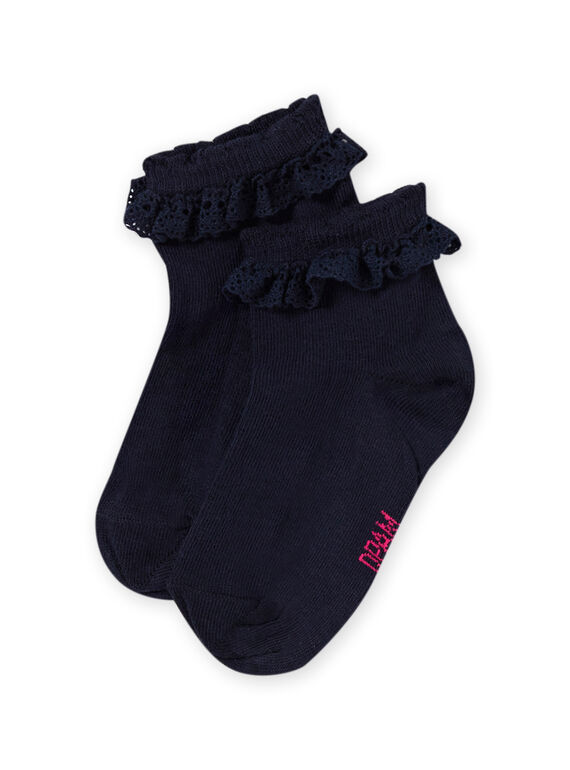 Girl's midnight blue lace detail socks MYAESCHOD1 / 21WI01E2SOQC205