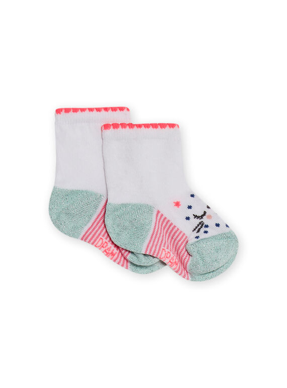 Pink and blue socks with cats pattern baby girl NYIGASOQ / 22SI09O1SOQ001
