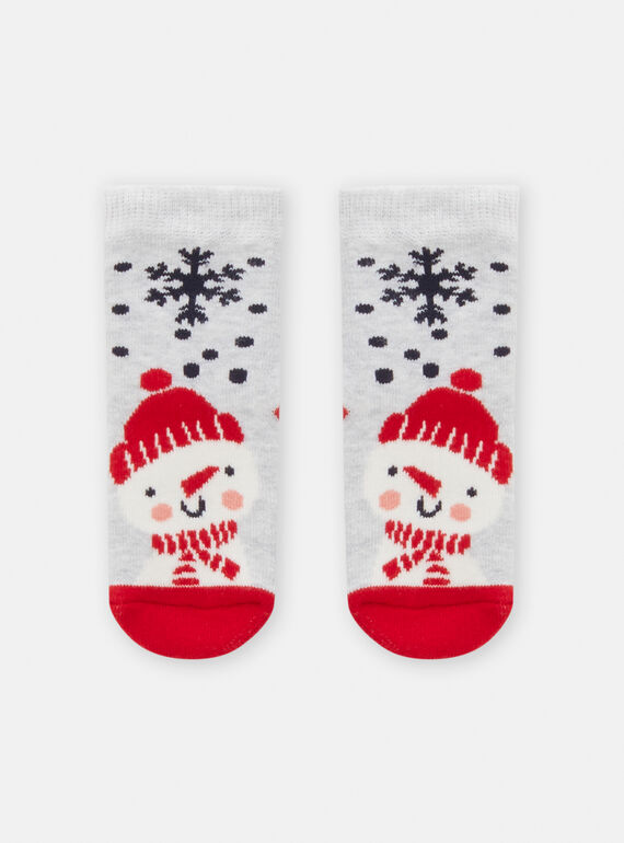 Baby boy's mottled gray and red socks SYUWAYCHO / 23WI10S1SOQJ922