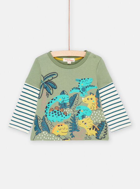 Baby boy's lime-green dinosaur T-shirt SUVERTEE2 / 23WG10J2TMLG619