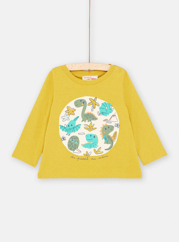 Baby Boy Lemongrass Yellow Dinosaur T-Shirt SUVERTEE3 / 23WG10J1TML108