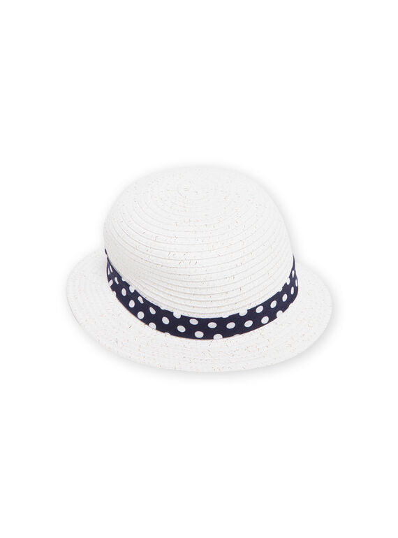 Baby girl ecru hat with polka dot bow NYISOCHA1 / 22SI09Q1CHA001